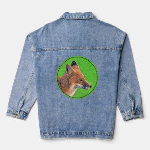 Rode Vos Schilderij - Originele Wilde Dieren Kunst Denim Jacket