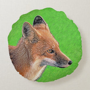 Rode Vos Schilderij - Originele Wilde Dieren Kunst Rond Kussen