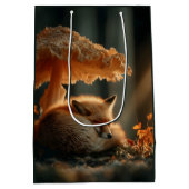 Rode vos slaapt onder gigantische paddenstoel medium cadeauzakje (Achterkant)