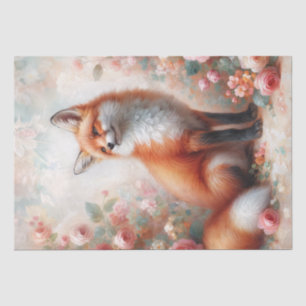 Rode vos tussen Rozen Floral Art Tissuepapier