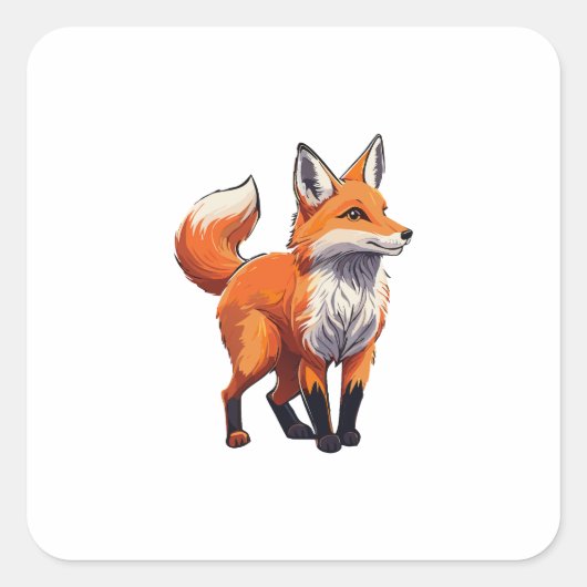 Rode vos vierkante sticker (Voorkant)