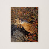 rode vos, Vulpes vulpes, in herfstkleuren langs de Legpuzzel (Verticaal)