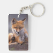 rode vos, Vulpes vulpes, jong dier krabt zichzelf, Sleutelhanger (achterkant)