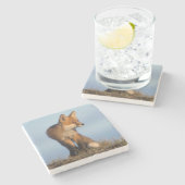 rode vos, Vulpes vulpes Stenen Onderzetter (Zijkant)