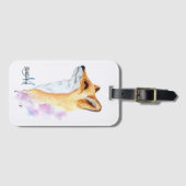 Rode Vos Watercolor Gepersonaliseerd Bagagelabel (Voorkant (horizontaal))