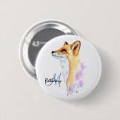 Rode Vos Watercolor Gepersonaliseerd Ronde Button 5,7 Cm (Voorkant /achterkant)