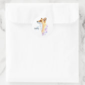 Rode Vos Watercolor Gepersonaliseerd Ronde Sticker (Tas)