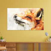 Rode Vos Watercolor Portret 01 Canvas Afdruk (Insitu (Woonkamer))