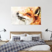 Rode Vos Watercolor Portret 01 Canvas Afdruk (Insitu (Slaapkamer))