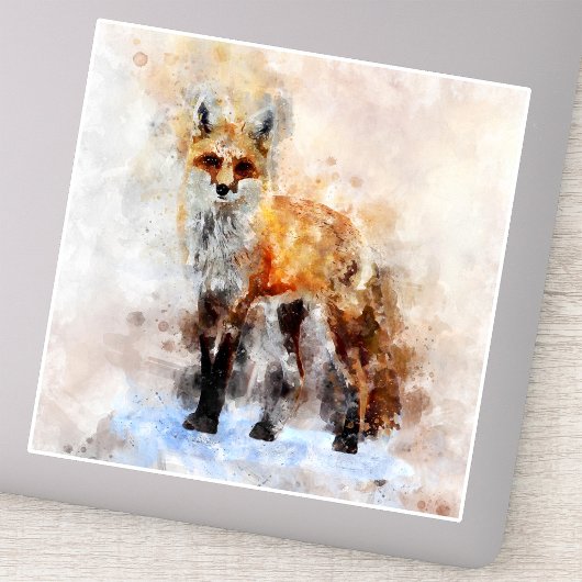 Rode Vos Watercolor Portret 02 Sticker