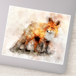 Rode Vos Watercolor Portret 04 Sticker