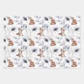 Rode Vos Waterverf Bos Botanische Kerst Inpakpapier Vel (Voorkant 3)