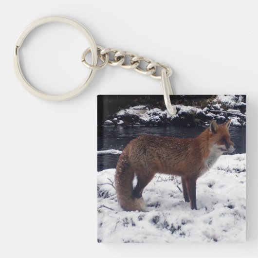 Rode Vos Wilde Natuur Winter Sneeuw Bos Dier Sleutelhanger (Voorkant)