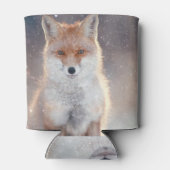 Rode vos, winterbos, schilderachtig illustratie. blikjeskoeler (Achterkant)