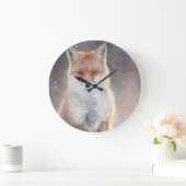 Rode vos, winterbos, schilderachtig illustratie. grote klok (Huis)