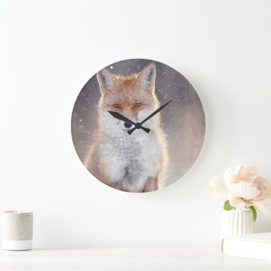 Rode vos, winterbos, schilderachtig illustratie. grote klok (Huis)