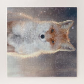 Rode vos, winterbos, schilderachtig illustratie. legpuzzel (Horizontaal)