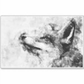 Rode Vos Zwart en Wit Aquarel 01 Sticker (Voorkant)