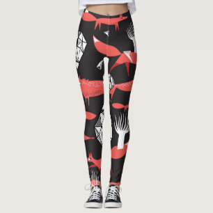 Rode vossen: donkere achtergrond naadloos. leggings