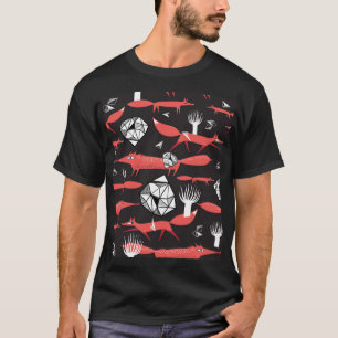 Rode vossen: donkere achtergrond naadloos. t-shirt