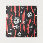 Rode vossen: donkere achtergrond naadloos. wandkleed (Voorkant (horizontaal))