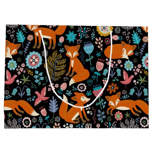 Rode vossen en bloesems groot cadeauzakje (Achterkant)