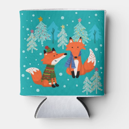 Rode Vossen Kerstmis Winter Blikjeskoeler (Voorkant)