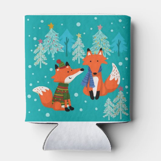 Rode Vossen Kerstmis Winter Blikjeskoeler (Achterkant)