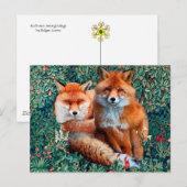 RODE VOSSEN TEMIDDEN GROEN, LOOF EN BLOEMEN BRIEFKAART (Voorkant / Achterkant)