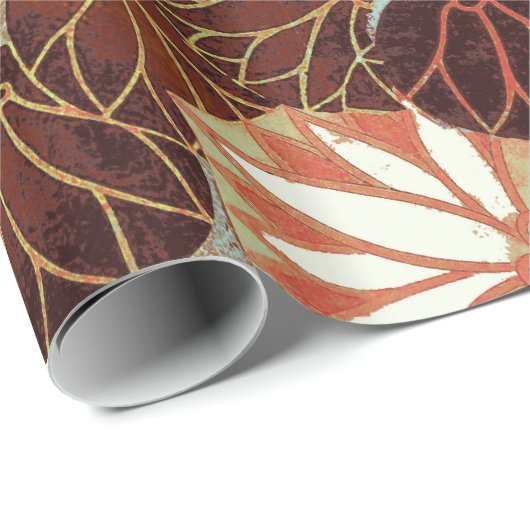 RODE VOSSEN TUSSEN WITTE BLADEREN EN BLADEREN CADEAUPAPIER (Rol Hoek)