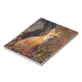 rode vossen, vulpes, in valkleuren langs notitieblok (Linkerzijde)