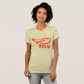 Rode vossenvezel dames geel t-shirt (Voorkant volledig)