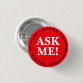 Rode 'Vraag het mij' vrijwilligersknop - Opvallend Ronde Button 3,2 Cm (Voorkant /achterkant)