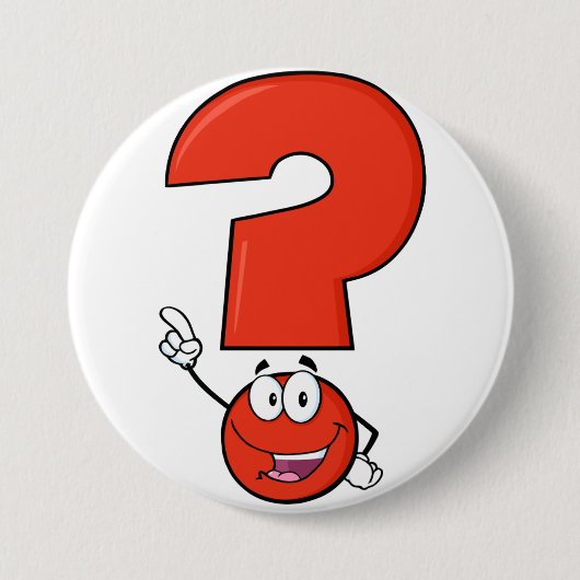 Rode Vraagteken Knop Ronde Button 7,6 Cm (Voorkant)