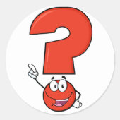 Rode Vraagtekenstickers Ronde Sticker (Voorkant)