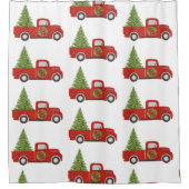 Rode Vracht met kerstboom Douchegordijn (Voorkant)