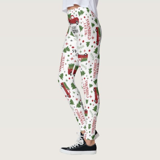  Rode Vracht met kerstboom Leggings (Links)