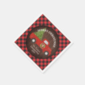  Rode Vracht met kerstboom Servet (Hoek)