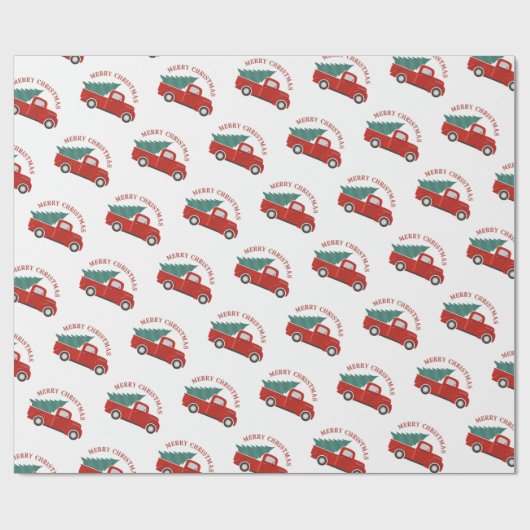  Rode Vracht met Kerstmis met bomen Cadeaupapier (Vlak)