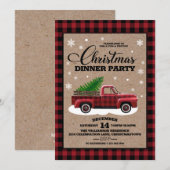 Rode Vracht Rustisch Land Kerstdiner Kaart (Voorkant / Achterkant)