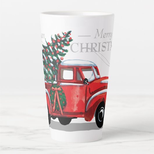  Rode Vracht Vroege Kerstmonogram Naam Latte Mok