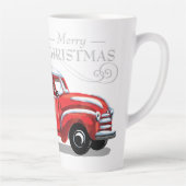 Rode Vracht Vroege Kerstmonogram Naam Latte Mok (Rechts)