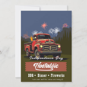  Rode Vrachtwagen 4th van Juli BBQ en Diner Kaart