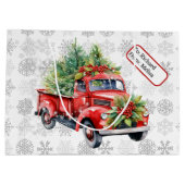  Rode Vrachtwagen Aangepaste Naam Label Kerstsneeu Groot Cadeauzakje (Achterkant)