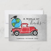 Rode Vrachtwagen Afstudeerder Pet Wereld Afstuder Bedankkaart (Voorkant)