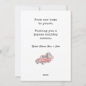 Rode Vrachtwagen Amerikaanse Vlag Kerstmis Feestdagenkaart (Achterkant)