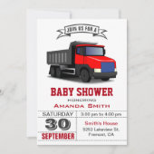 Rode vrachtwagen babyshower uitnodiging (Voorkant)