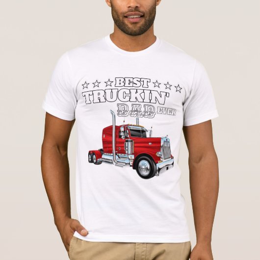 Rode vrachtwagen, Beste Papa T-shirt (Voorkant)