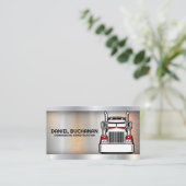 Rode vrachtwagen | Bestuurder | Metaal Visitekaartje (Staand voorkant)