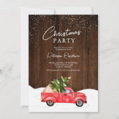  rode vrachtwagen, bijtende sneeuwsneeuw, kerstmis kaart (Voorkant)